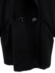 Mohair wool double-breasted coat in black