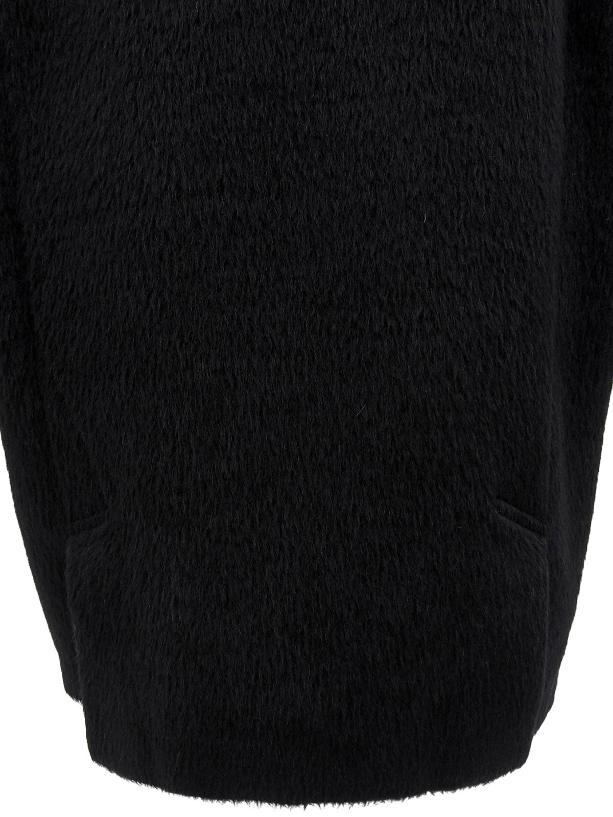 Mohair wool double-breasted coat in black