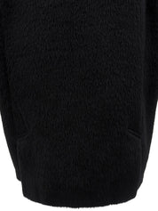 Mohair wool double-breasted coat in black