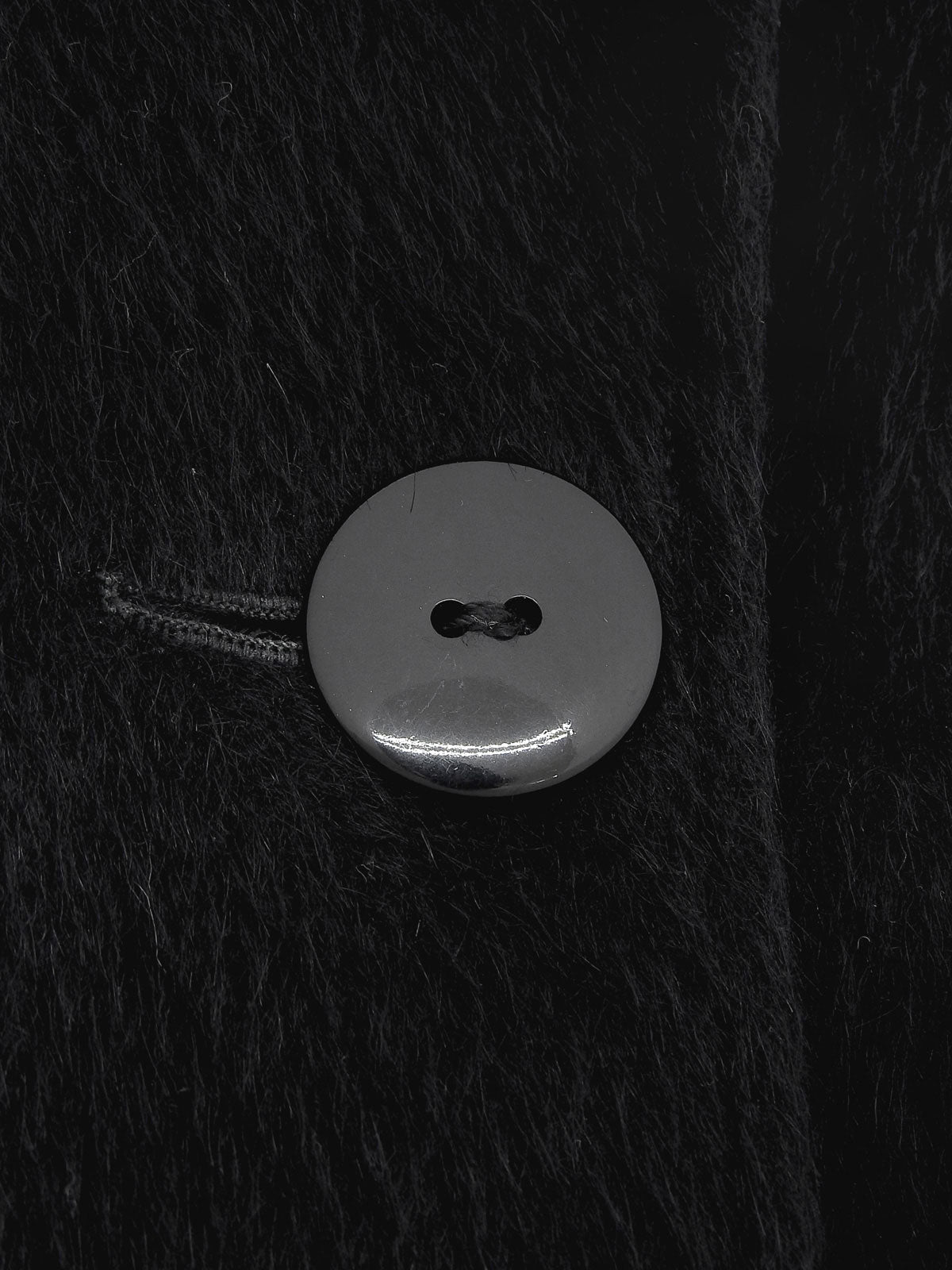 Mohair wool double-breasted coat in black