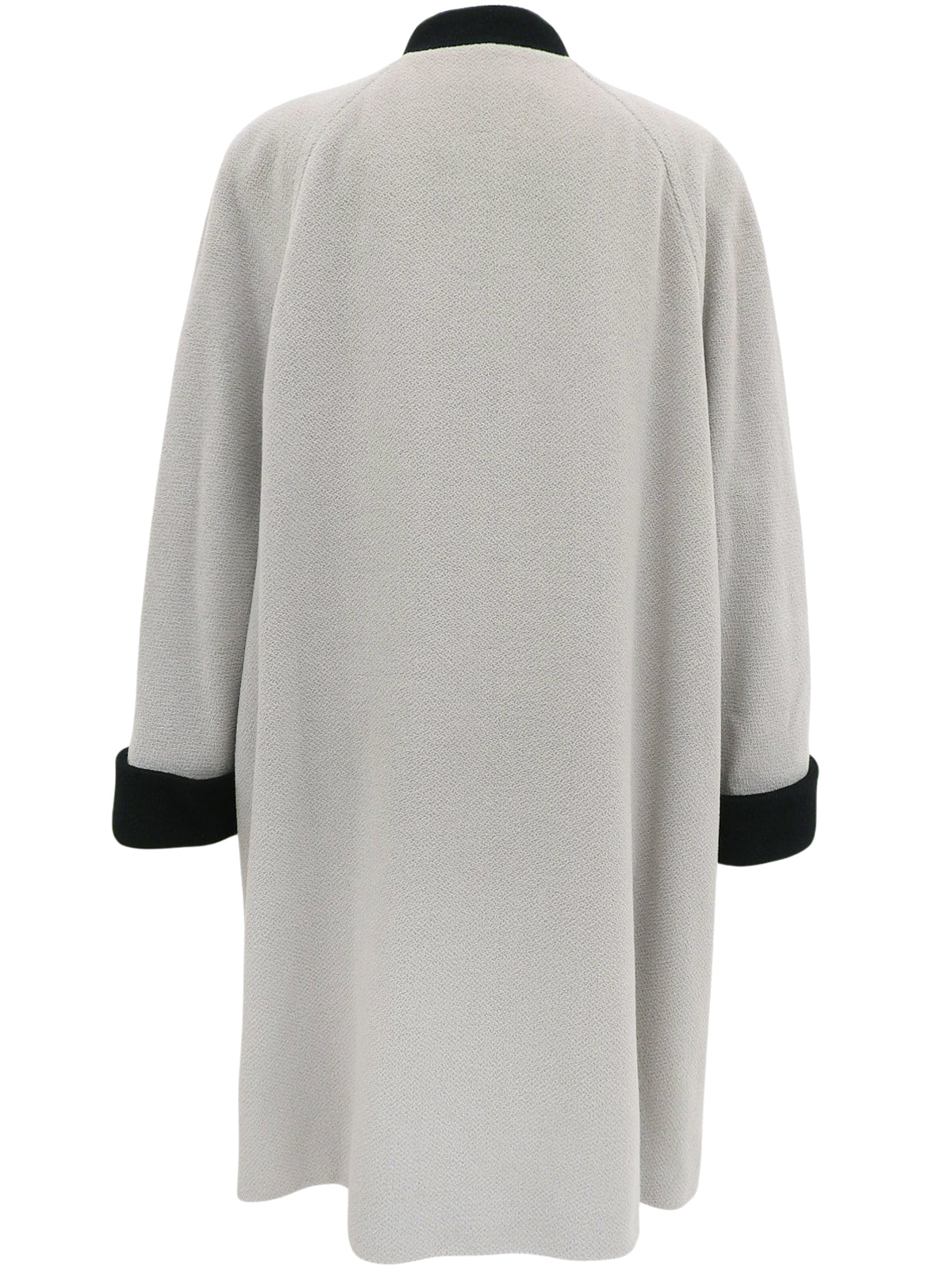 灰/黑色双色双排扣无领大衣