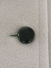 灰/黑色双色双排扣无领大衣