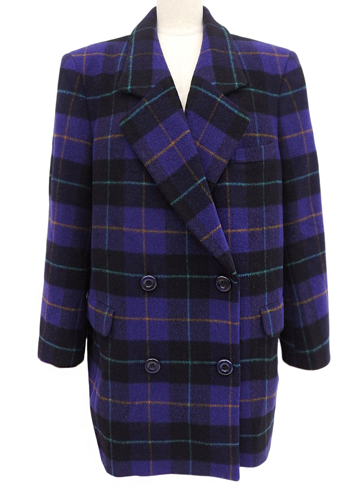 Check Pattern Double-Breasted Jacket Purple/Multi
