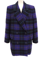 Check Pattern Double-Breasted Jacket Purple/Multi
