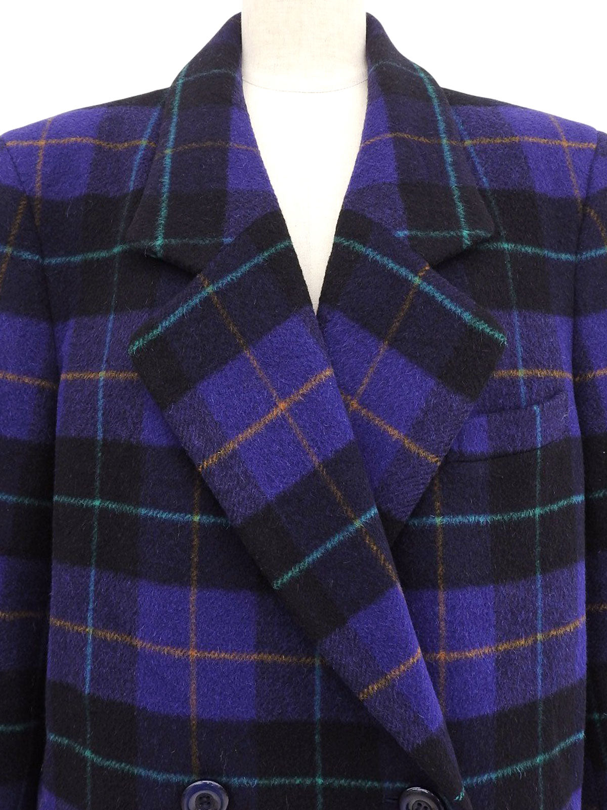 Check Pattern Double-Breasted Jacket Purple/Multi