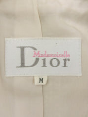Striped pattern logo button double-breasted jacket in ivory