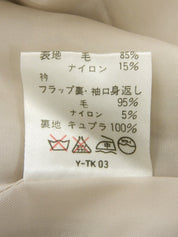 Striped pattern logo button double-breasted jacket in ivory