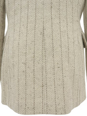 Striped pattern logo button double-breasted jacket in ivory