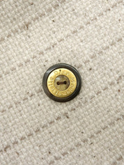 Striped pattern logo button double-breasted jacket in ivory