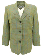 チェックパターンロゴボタンジャケット ライトグリーン/マルチ