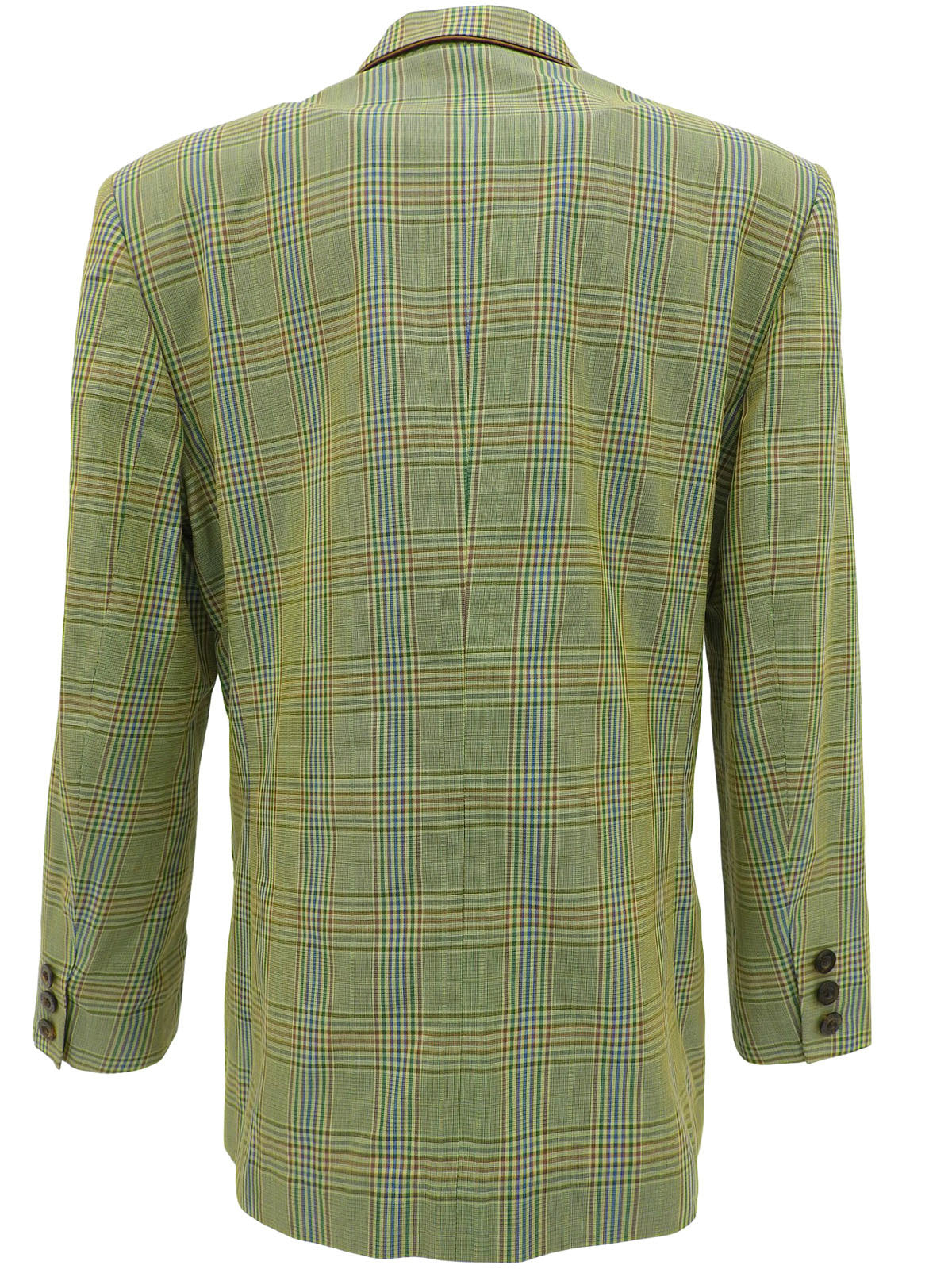 チェックパターンロゴボタンジャケット ライトグリーン/マルチ