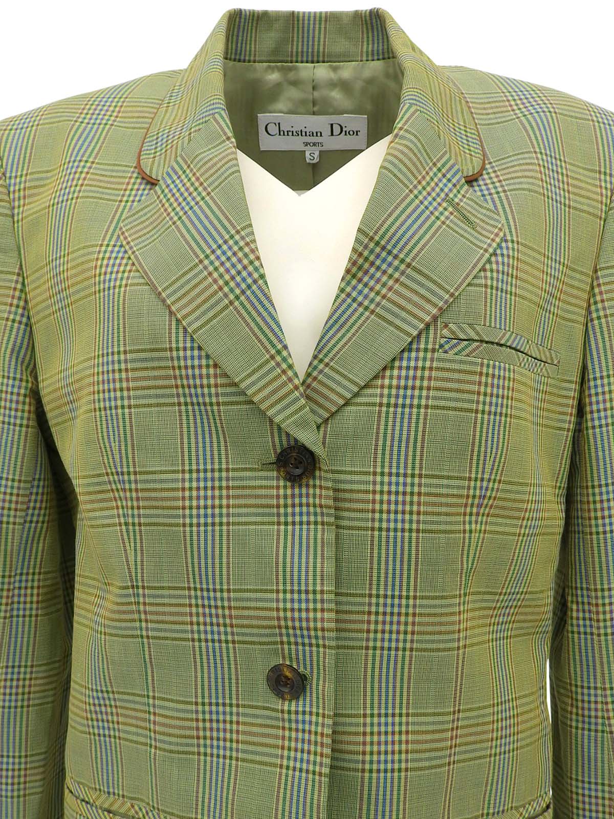 チェックパターンロゴボタンジャケット ライトグリーン/マルチ