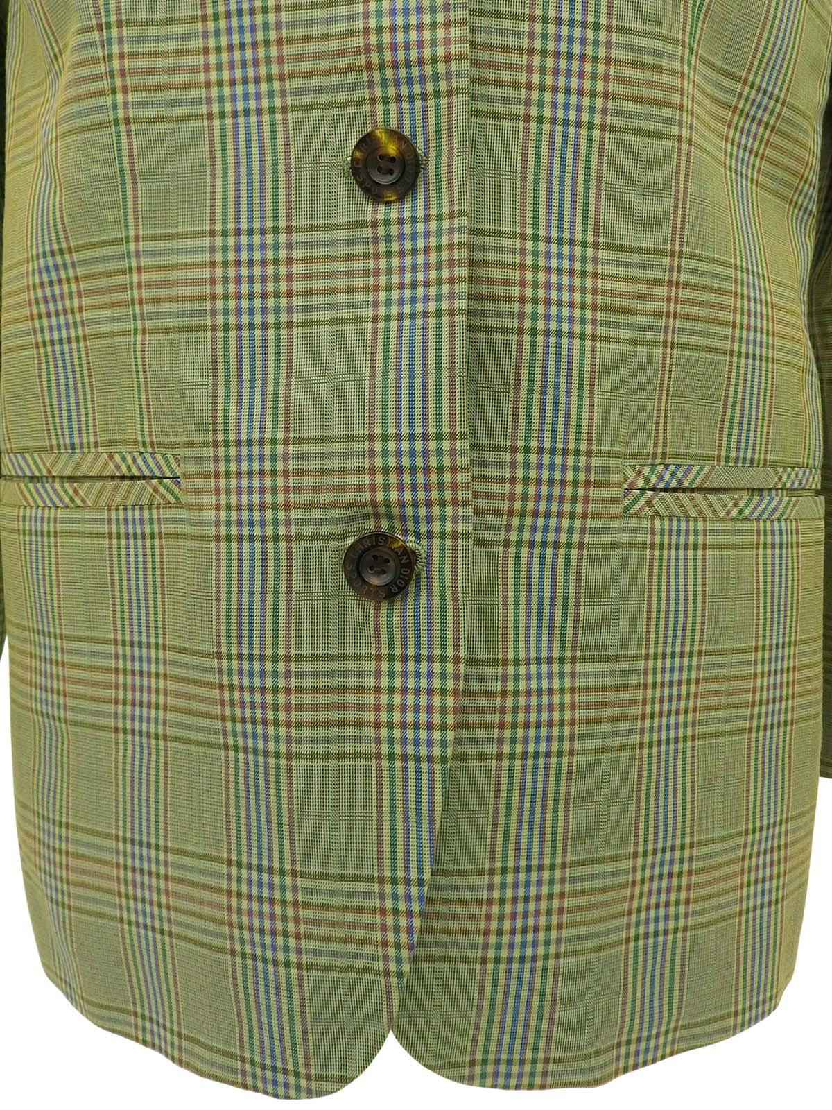 チェックパターンロゴボタンジャケット ライトグリーン/マルチ