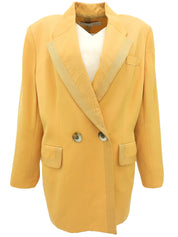 Wool Design Stitch Jacket #L Mustard Yellow