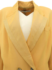 Wool Design Stitch Jacket #L Mustard Yellow