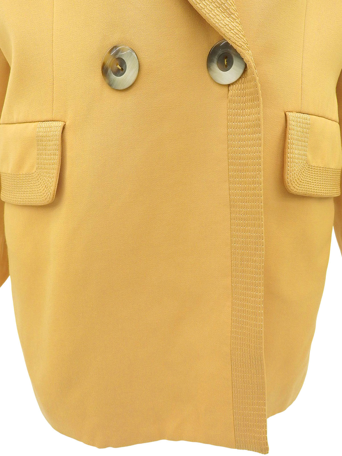 Wool Design Stitch Jacket #L Mustard Yellow