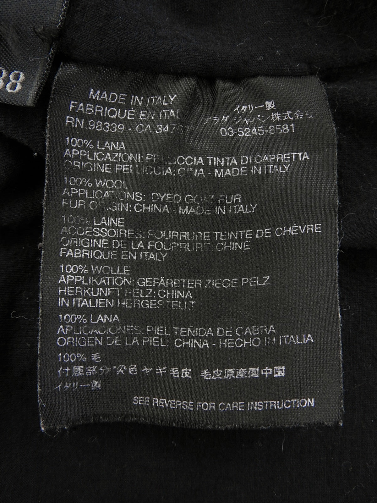 Fur Knit Logo Zip-Up Hoodie in Black