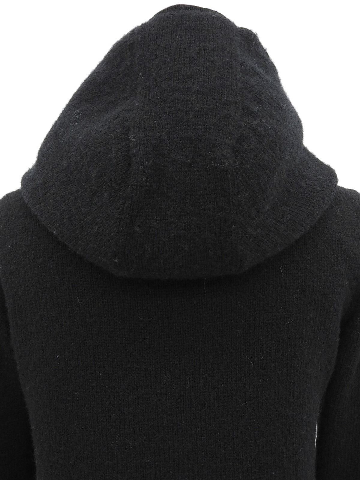 Fur Knit Logo Zip-Up Hoodie in Black