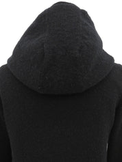 Fur Knit Logo Zip-Up Hoodie in Black