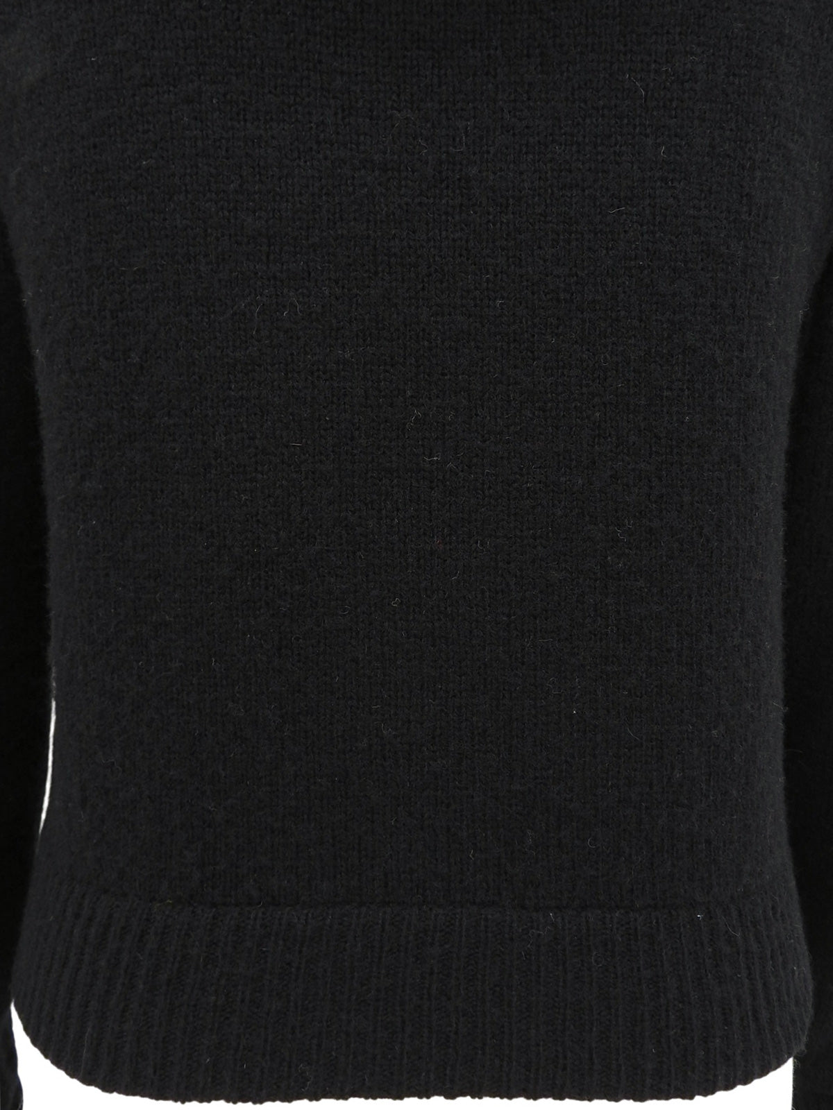 Fur Knit Logo Zip-Up Hoodie in Black