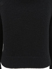 Fur Knit Logo Zip-Up Hoodie in Black