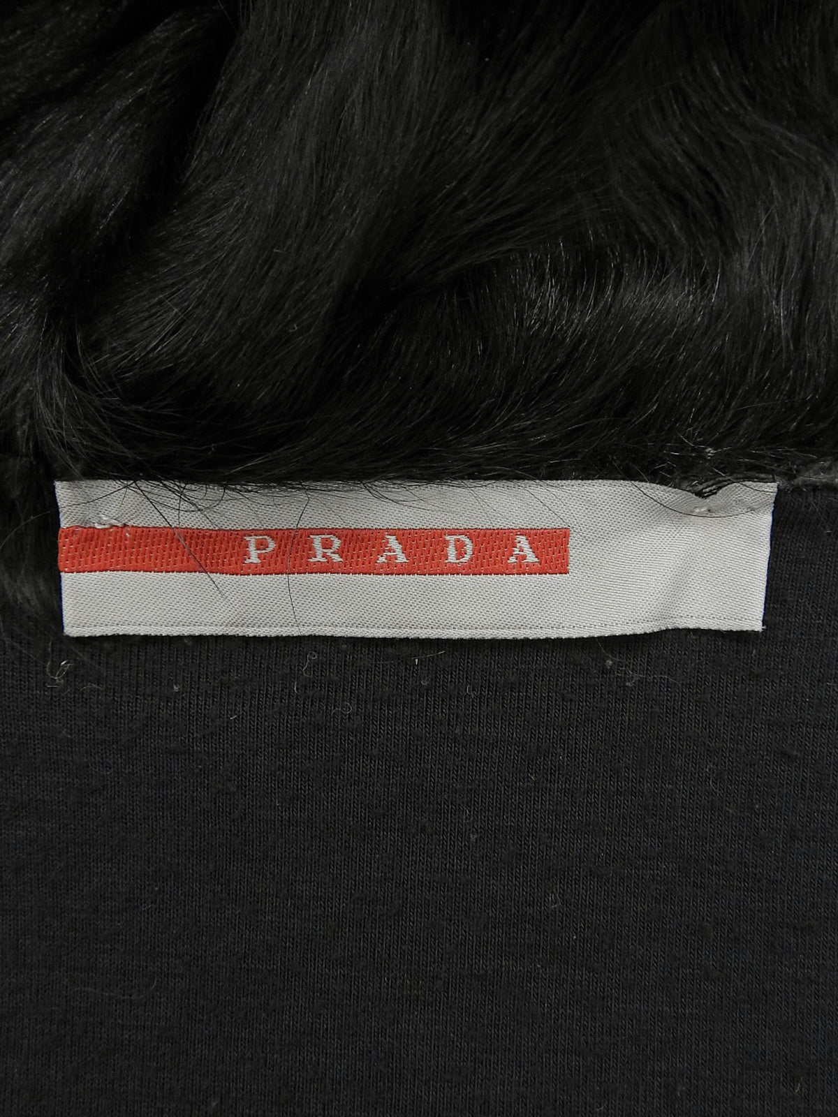 Fur Knit Logo Zip-Up Hoodie in Black