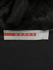 Fur Knit Logo Zip-Up Hoodie in Black