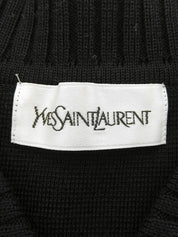 ロゴボタン長袖ニットポロシャツ ブラック