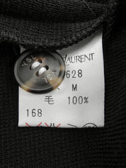 ロゴボタン長袖ニットポロシャツ ブラック