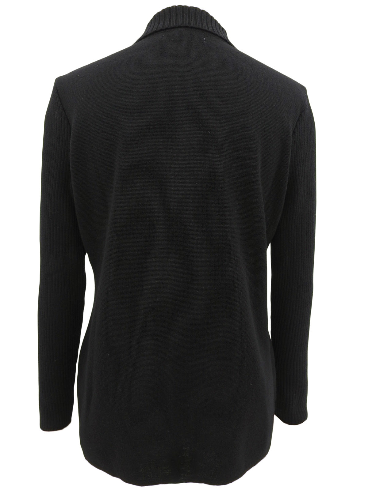ロゴボタン長袖ニットポロシャツ ブラック