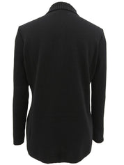 ロゴボタン長袖ニットポロシャツ ブラック