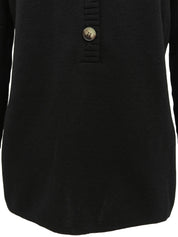 ロゴボタン長袖ニットポロシャツ ブラック