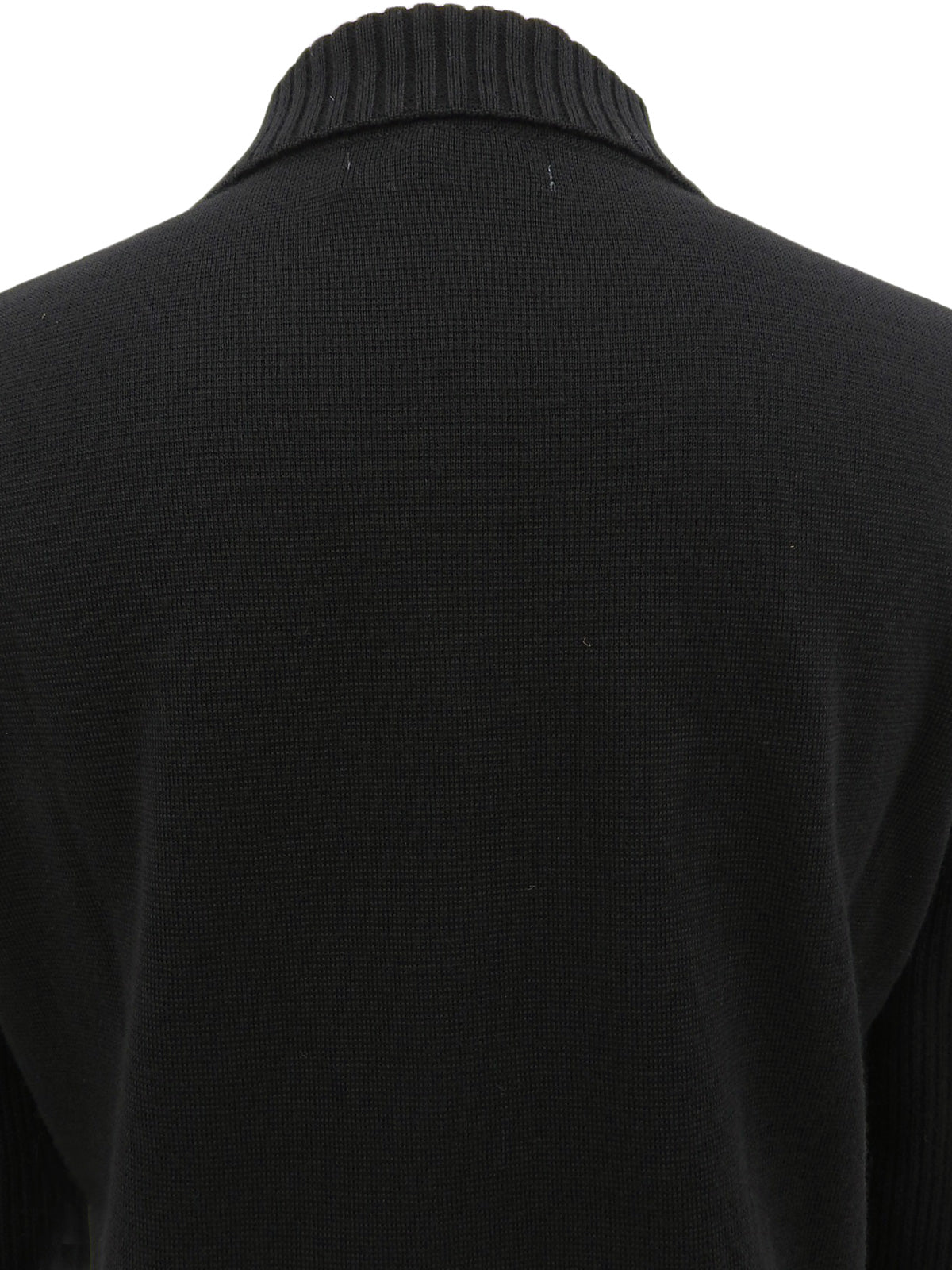 ロゴボタン長袖ニットポロシャツ ブラック