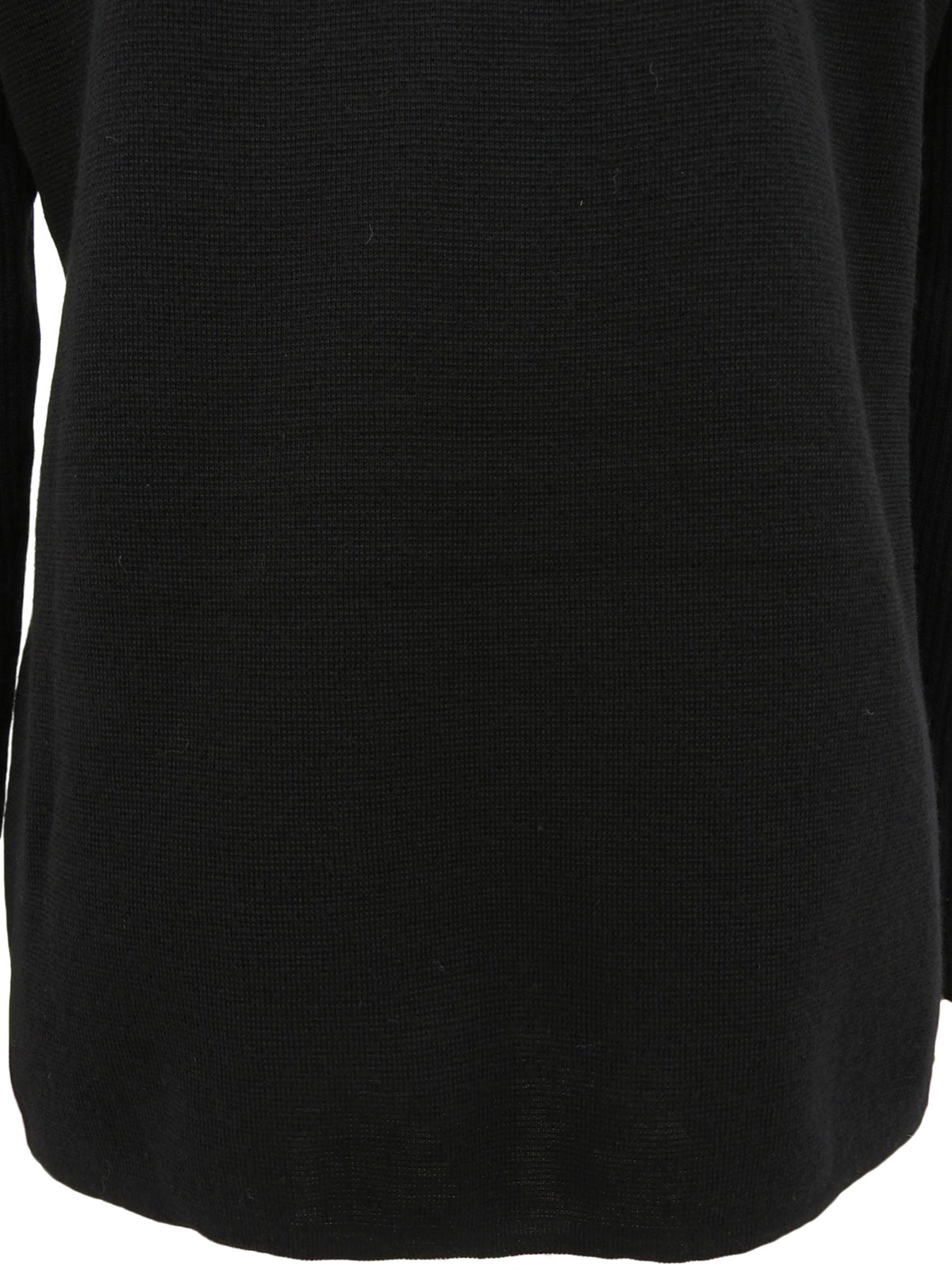 ロゴボタン長袖ニットポロシャツ ブラック