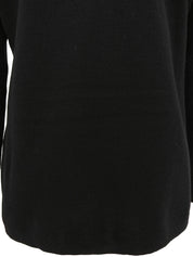 ロゴボタン長袖ニットポロシャツ ブラック