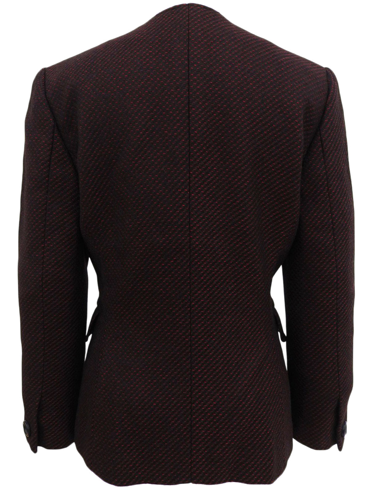 红色/多色斜纹软呢无领夹克