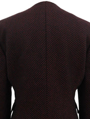 红色/多色斜纹软呢无领夹克