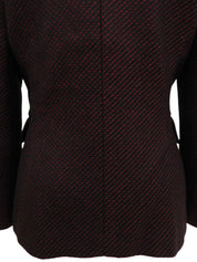 红色/多色斜纹软呢无领夹克