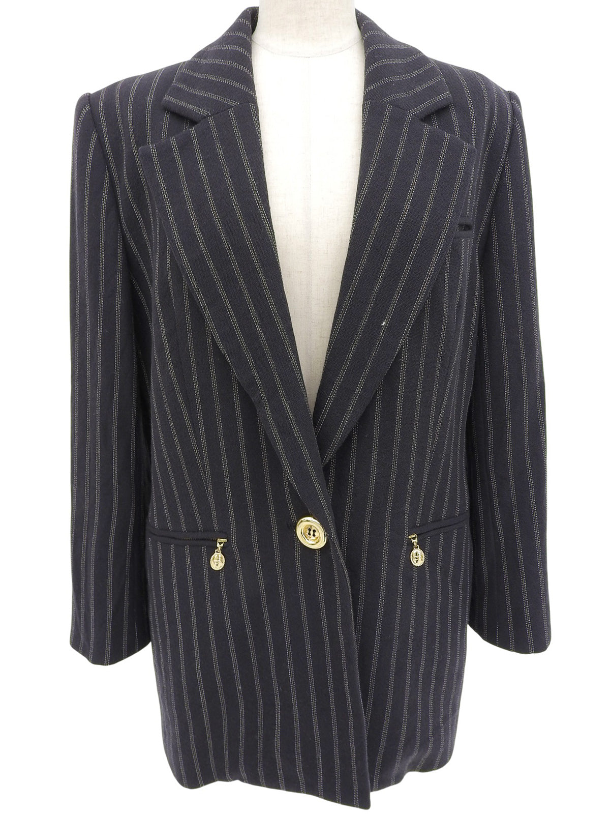 Navy pinstripe pattern tailored jacket