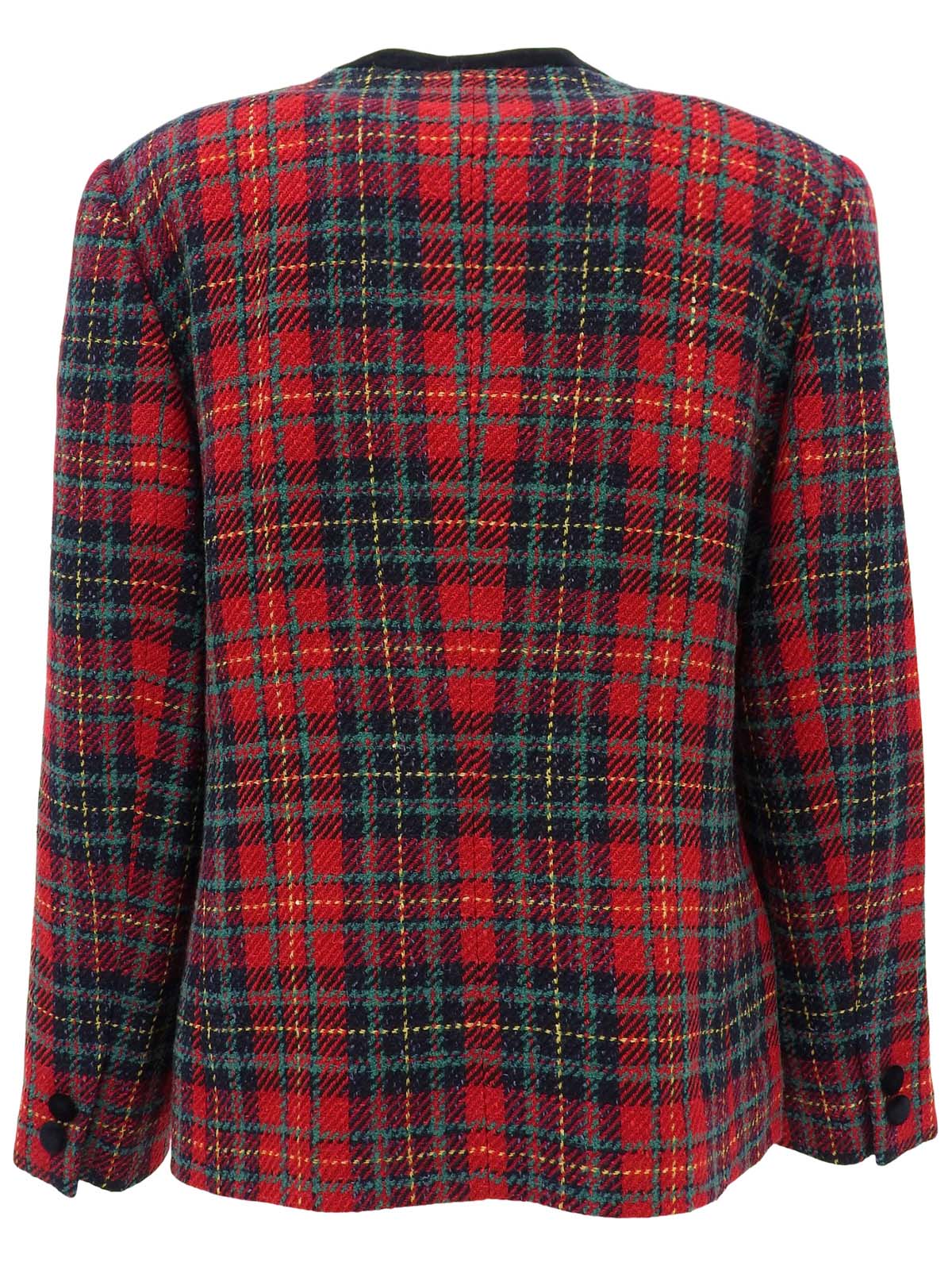 チェックパターンノーカラージャケット レッド/マルチ