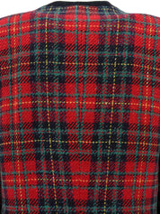 チェックパターンノーカラージャケット レッド/マルチ