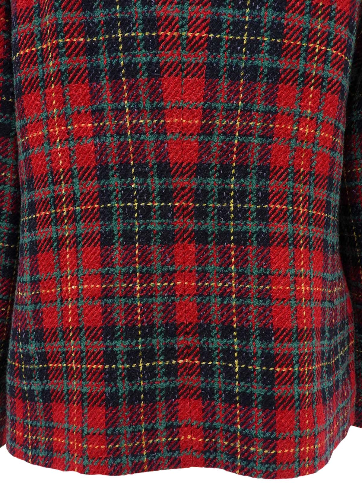 チェックパターンノーカラージャケット レッド/マルチ