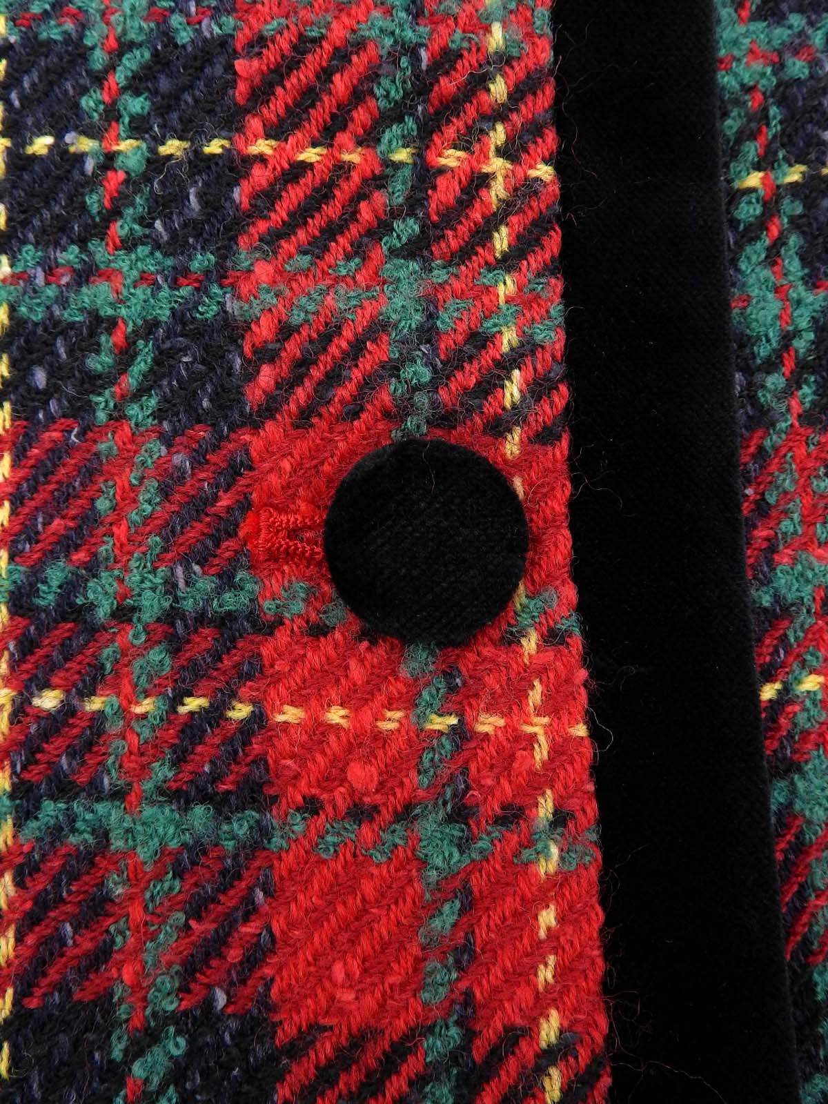 格纹无领夹克，红色/多色 #9