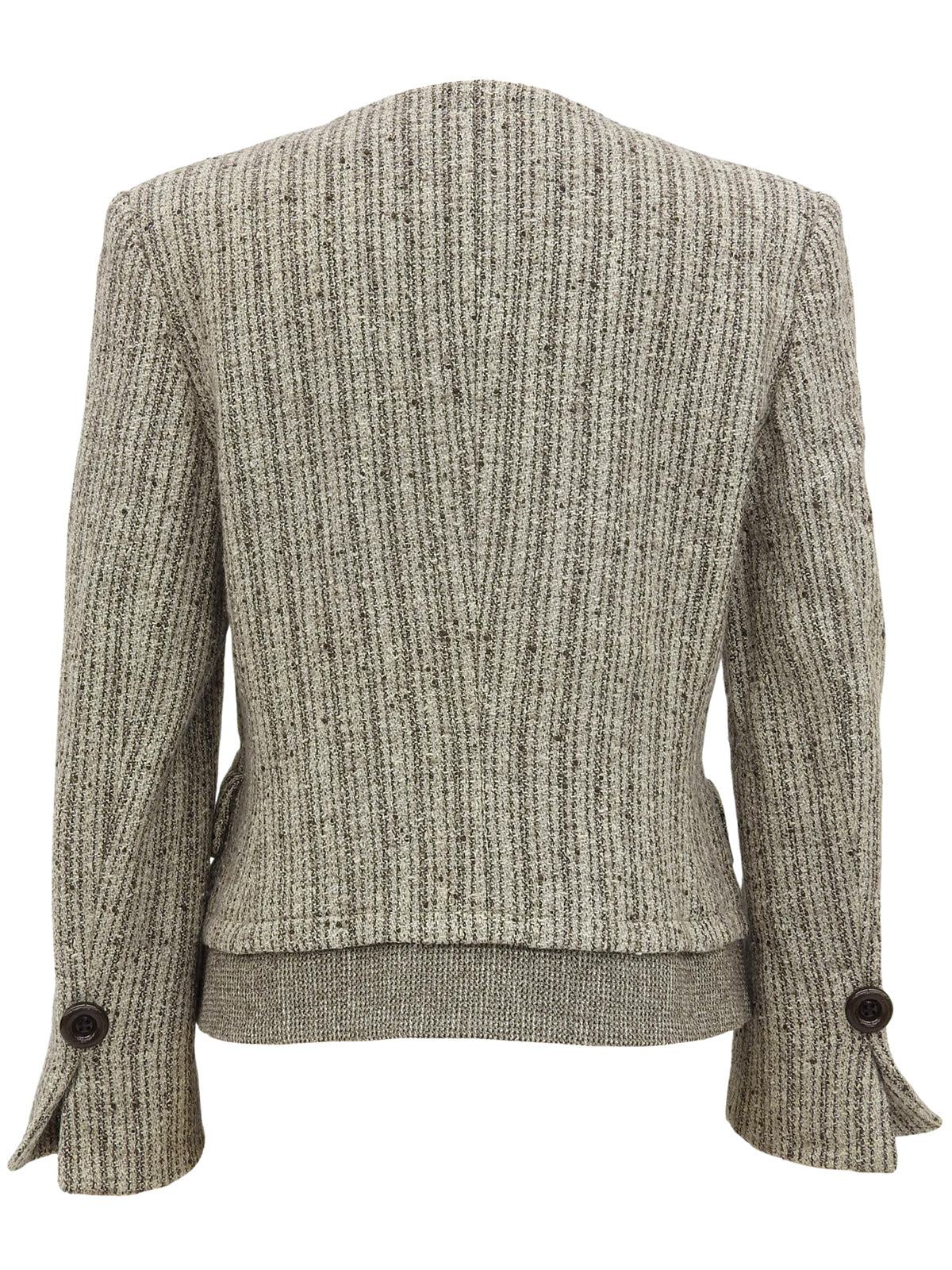 Tweed collarless jacket in beige/brown