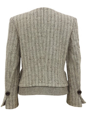 Tweed collarless jacket in beige/brown