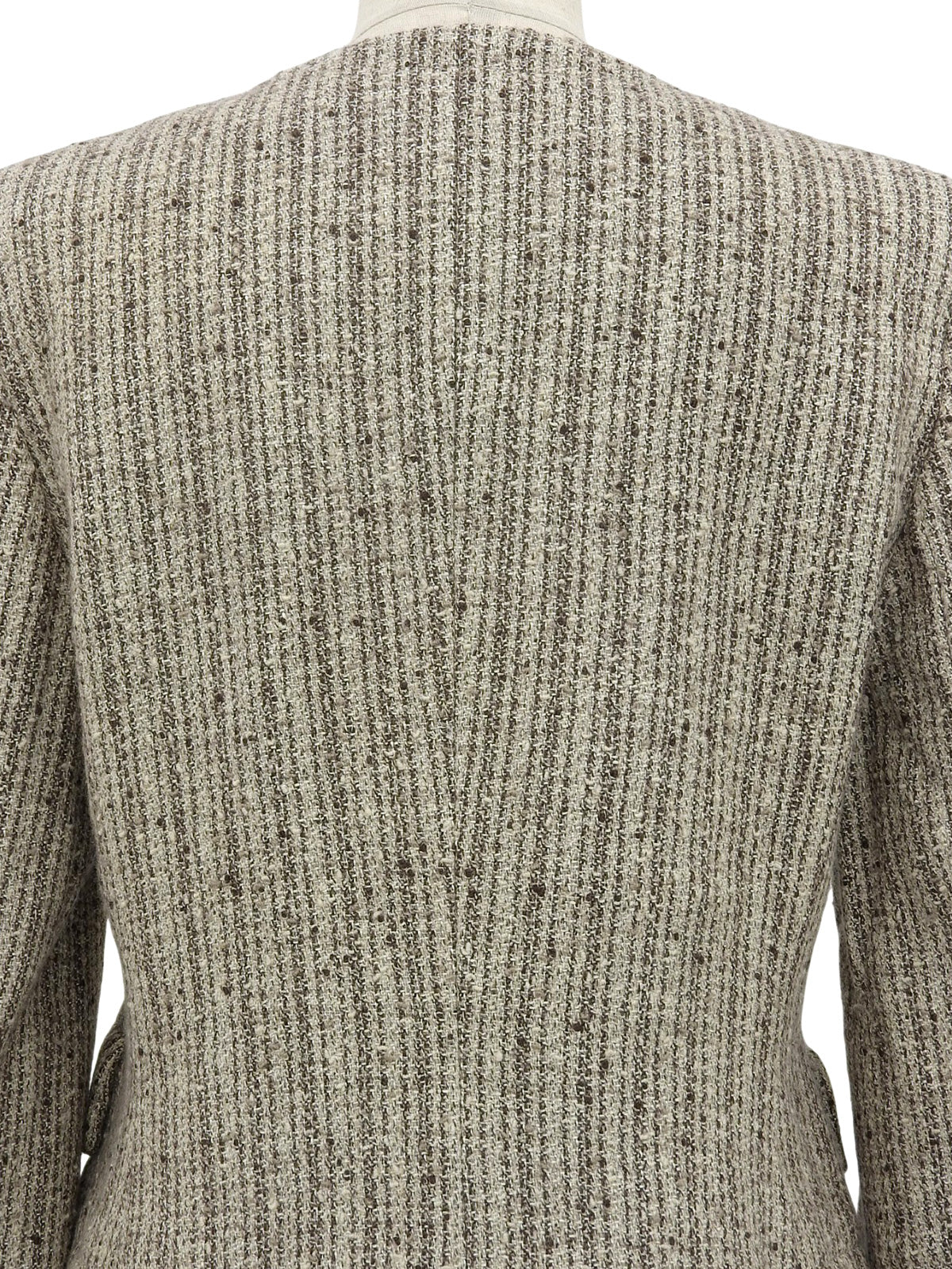 Tweed collarless jacket in beige/brown