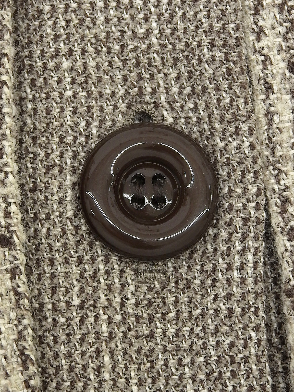 Tweed collarless jacket in beige/brown