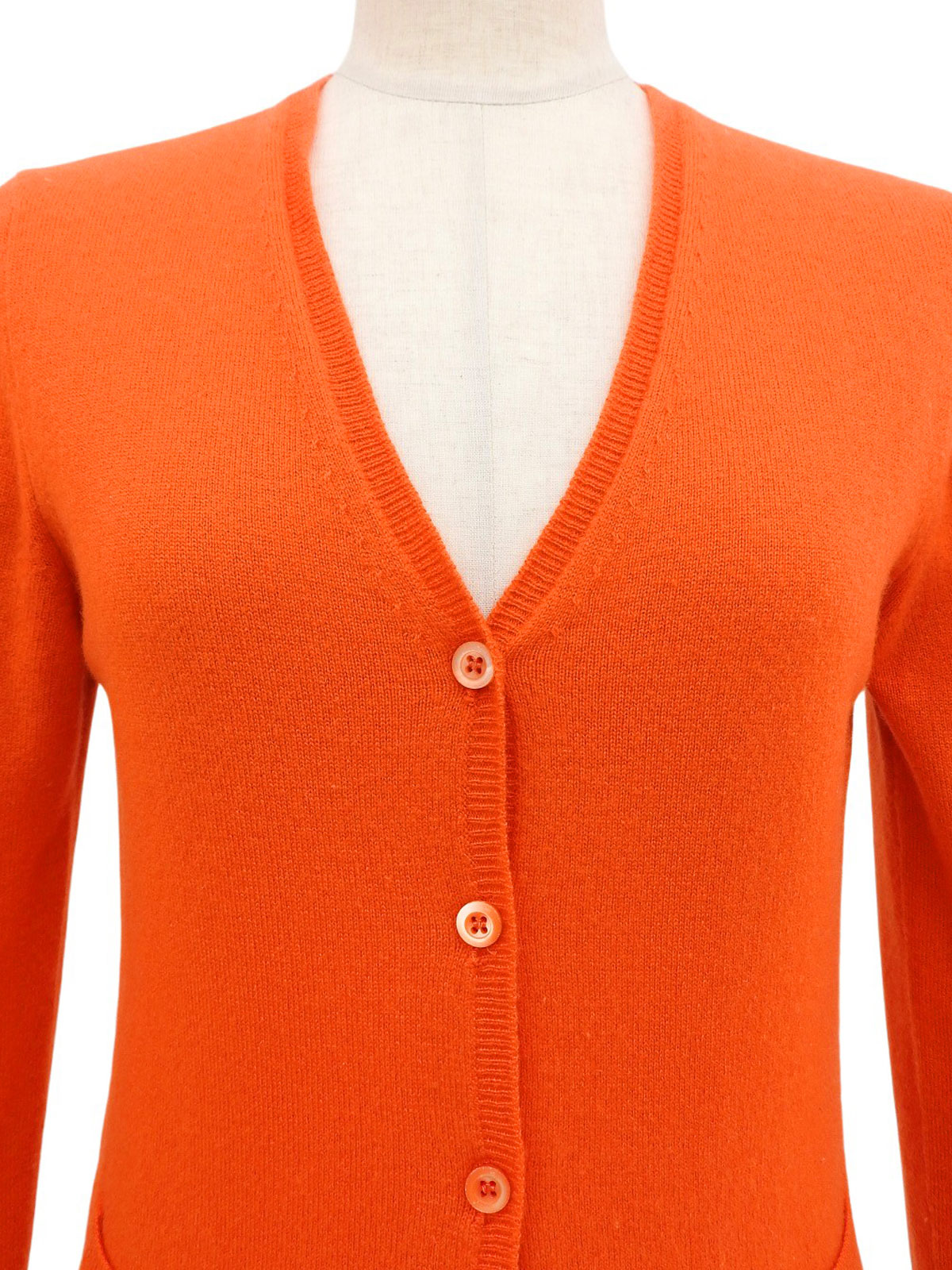 カシミヤVネックカーディガン オレンジ