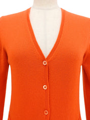 カシミヤVネックカーディガン オレンジ