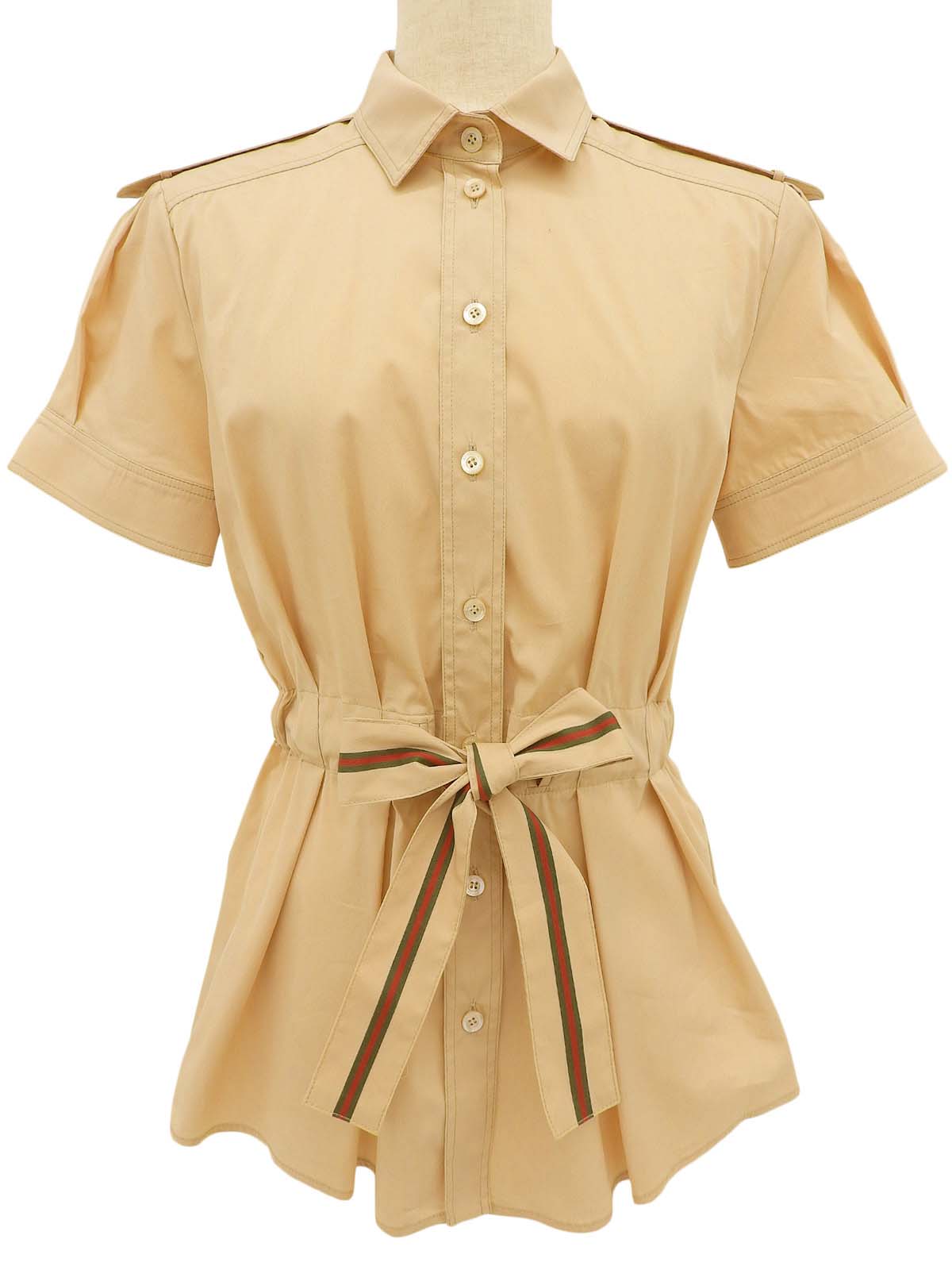 Shaley Line Short Sleeve Shirt Beige